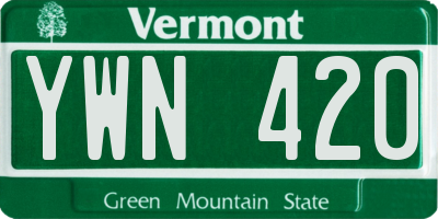 VT license plate YWN420