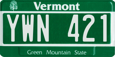 VT license plate YWN421