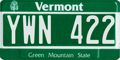 VT license plate YWN422