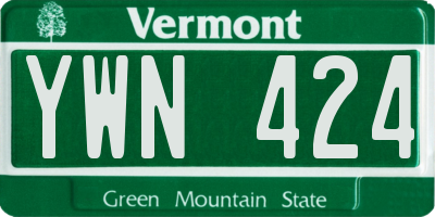 VT license plate YWN424