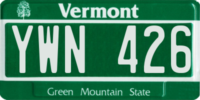 VT license plate YWN426