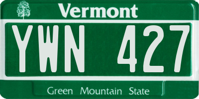 VT license plate YWN427