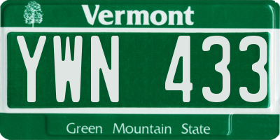 VT license plate YWN433