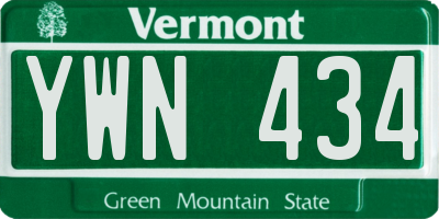 VT license plate YWN434