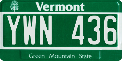 VT license plate YWN436