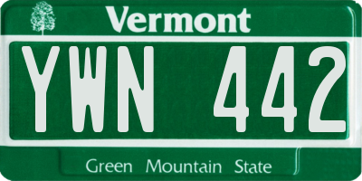 VT license plate YWN442