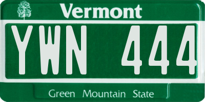 VT license plate YWN444