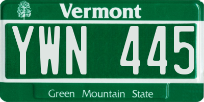 VT license plate YWN445