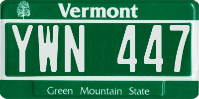VT license plate YWN447