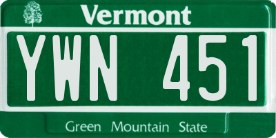 VT license plate YWN451