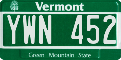 VT license plate YWN452