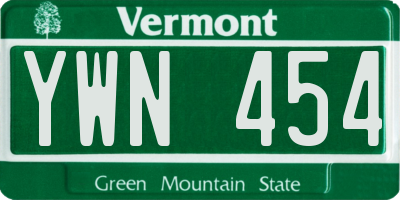 VT license plate YWN454