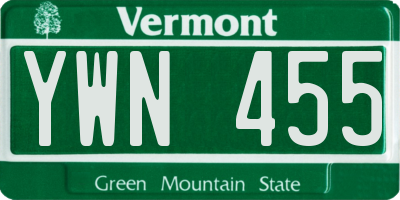 VT license plate YWN455