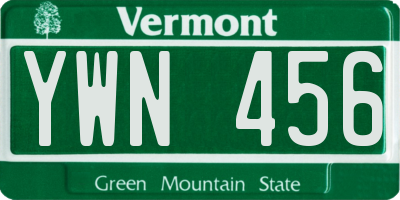 VT license plate YWN456