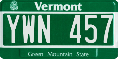 VT license plate YWN457