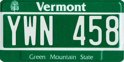VT license plate YWN458