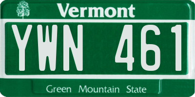 VT license plate YWN461