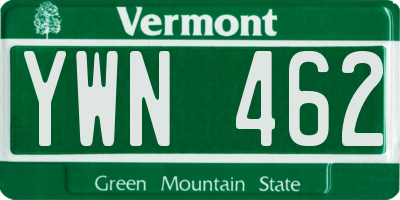 VT license plate YWN462