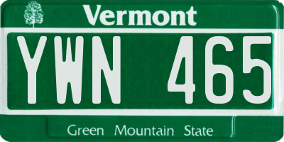 VT license plate YWN465