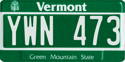 VT license plate YWN473