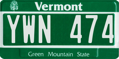 VT license plate YWN474