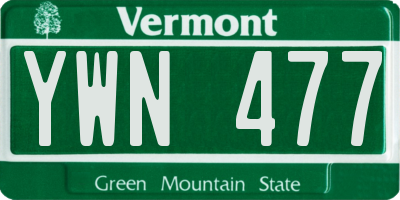 VT license plate YWN477