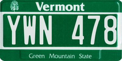 VT license plate YWN478