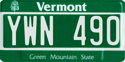 VT license plate YWN490