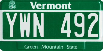 VT license plate YWN492