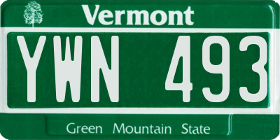 VT license plate YWN493