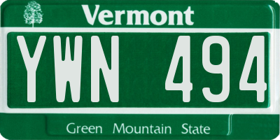 VT license plate YWN494