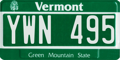 VT license plate YWN495