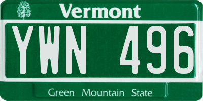 VT license plate YWN496
