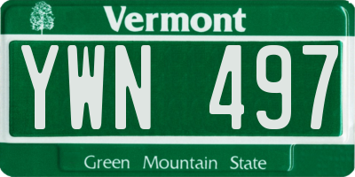 VT license plate YWN497