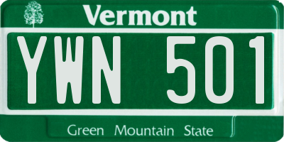 VT license plate YWN501