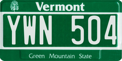 VT license plate YWN504
