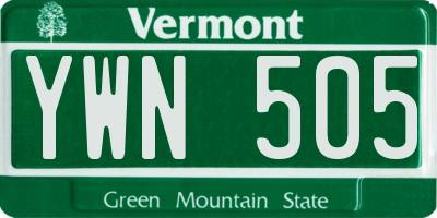 VT license plate YWN505