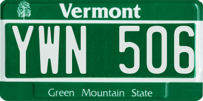 VT license plate YWN506