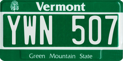 VT license plate YWN507