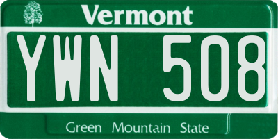 VT license plate YWN508
