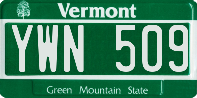 VT license plate YWN509