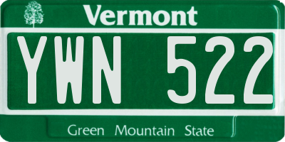 VT license plate YWN522