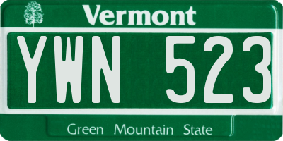 VT license plate YWN523