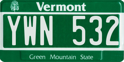 VT license plate YWN532