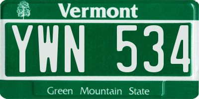 VT license plate YWN534