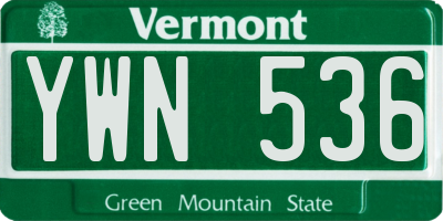 VT license plate YWN536