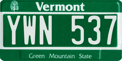 VT license plate YWN537
