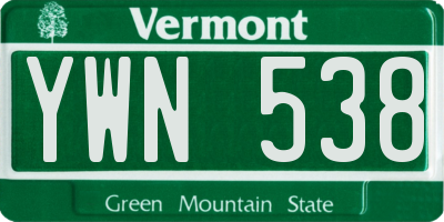 VT license plate YWN538