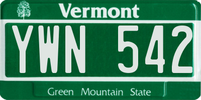VT license plate YWN542