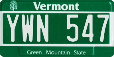 VT license plate YWN547